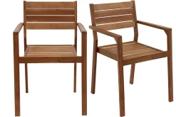 Outlet Miliboo Set de 2 sillones de jardín apilables de acacia maciza CANOPEE