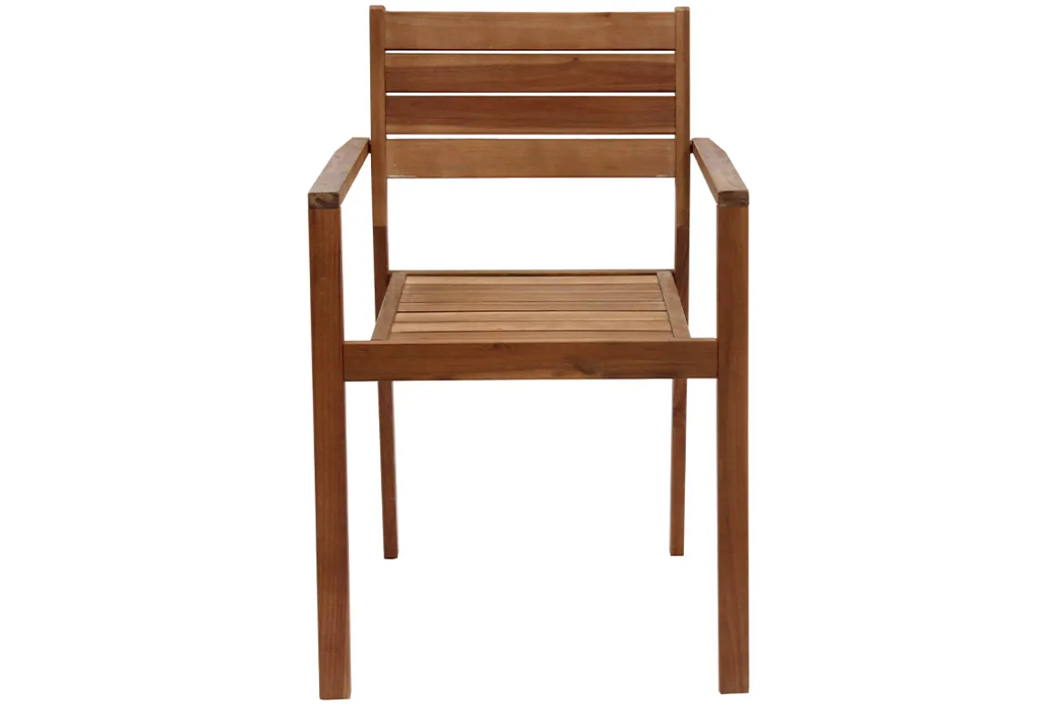 Outlet Miliboo Set de 2 sillones de jardín apilables de acacia maciza CANOPEE
