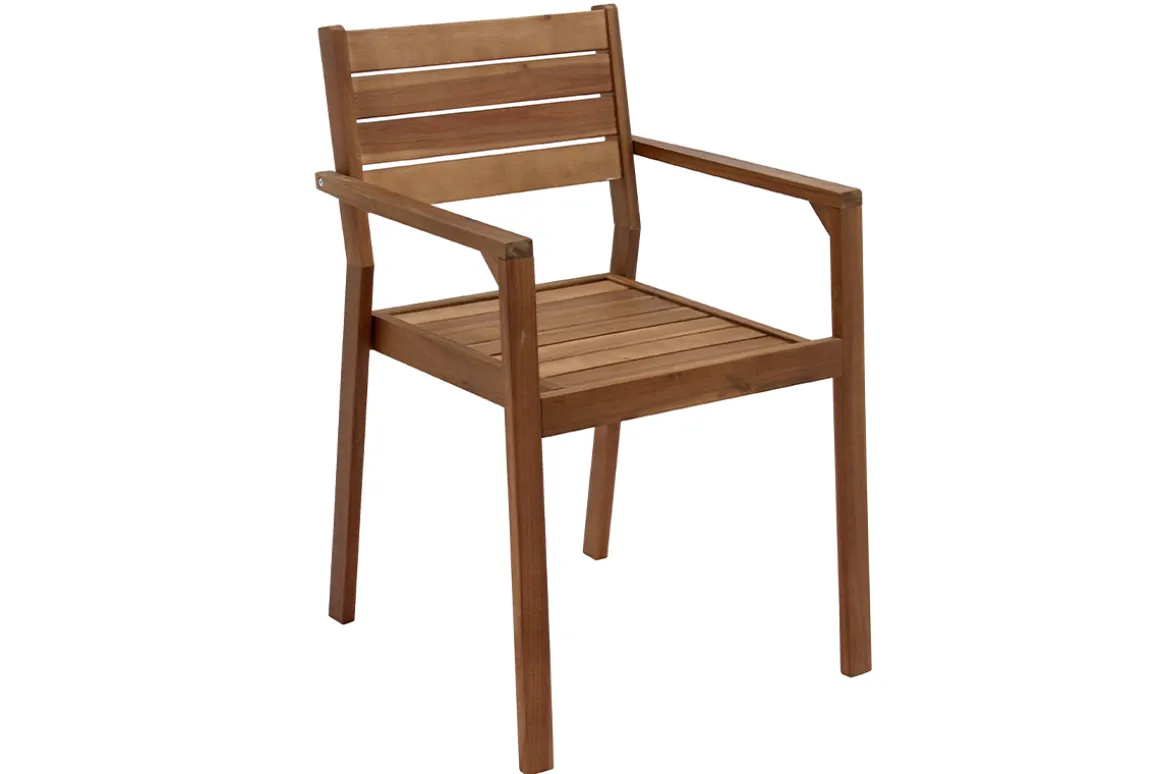 Outlet Miliboo Set de 2 sillones de jardín apilables de acacia maciza CANOPEE