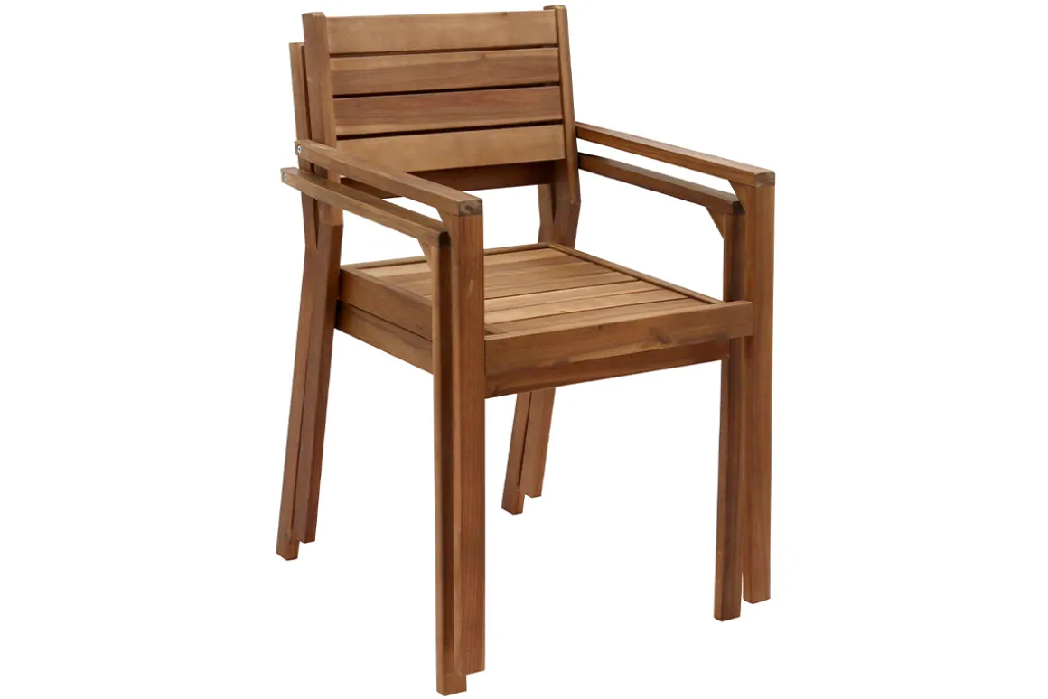 Outlet Miliboo Set de 2 sillones de jardín apilables de acacia maciza CANOPEE