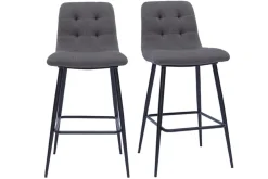 Cheap Miliboo Set de 2 taburetes de cocina de diseño en tela gris y metal 65 cm de altura ESCAPE