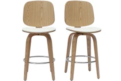 Cheap Miliboo Set de 2 taburetes de cocina giratorios de diseño blanco y madera clara 66 cm BECK