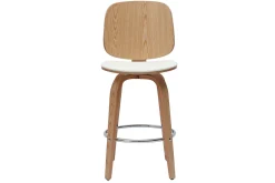 Cheap Miliboo Set de 2 taburetes de cocina giratorios de diseño blanco y madera clara 66 cm BECK