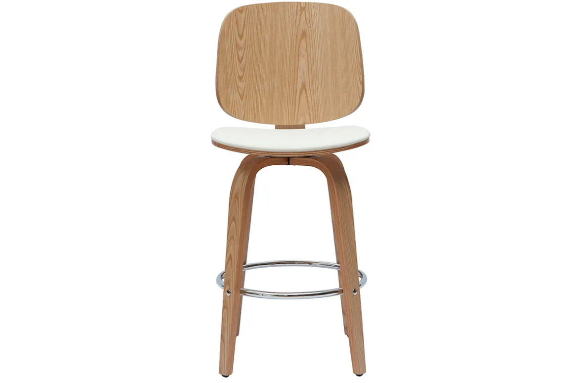 Cheap Miliboo Set de 2 taburetes de cocina giratorios de diseño blanco y madera clara 66 cm BECK