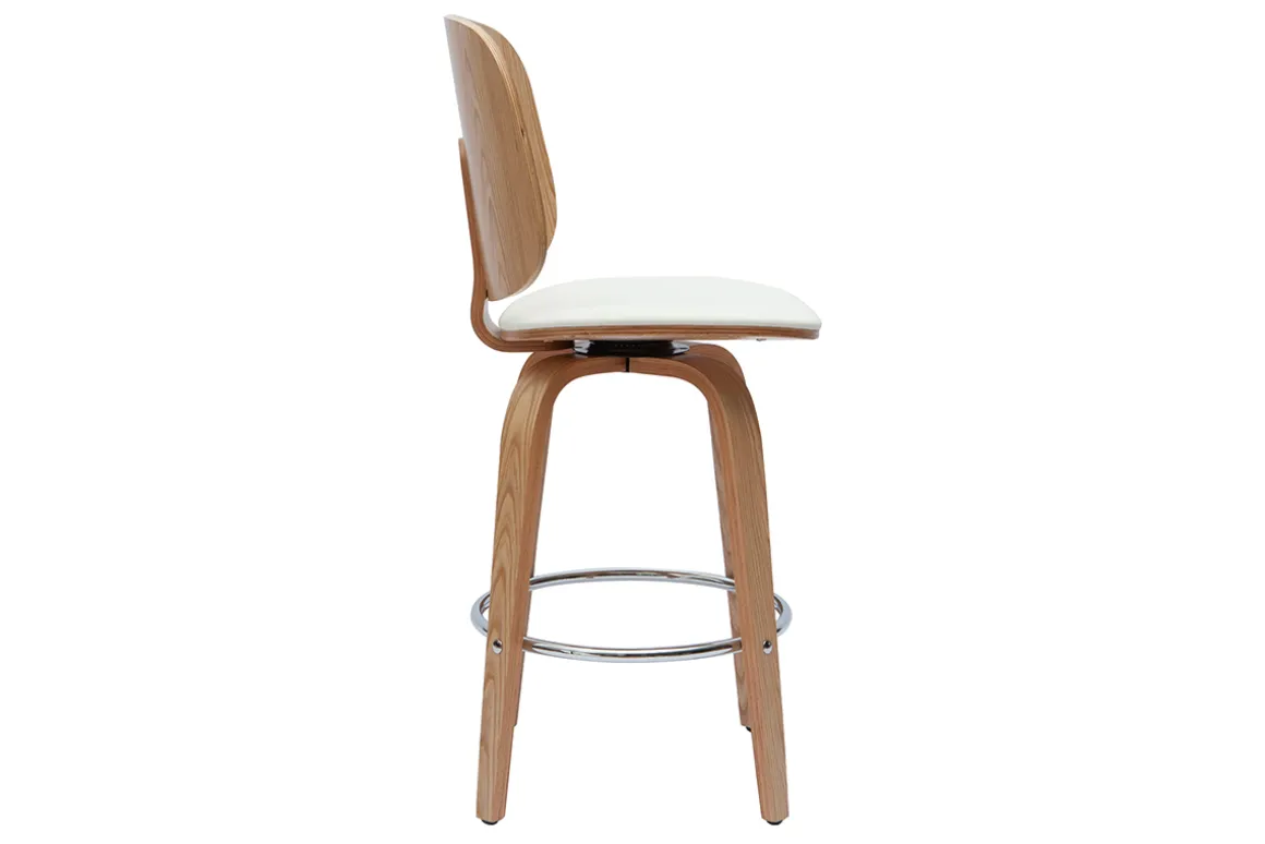 Cheap Miliboo Set de 2 taburetes de cocina giratorios de diseño blanco y madera clara 66 cm BECK