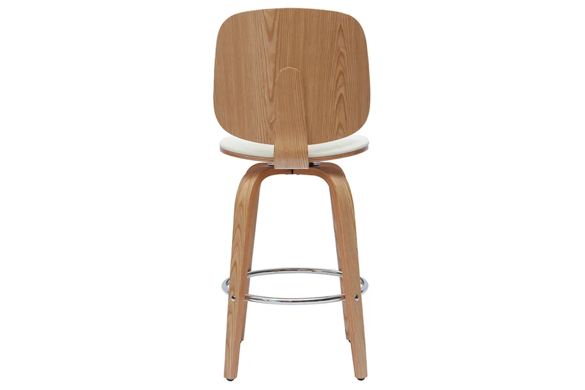 Cheap Miliboo Set de 2 taburetes de cocina giratorios de diseño blanco y madera clara 66 cm BECK
