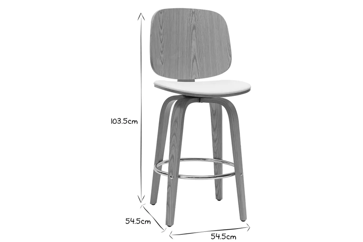 Cheap Miliboo Set de 2 taburetes de cocina giratorios de diseño blanco y madera clara 66 cm BECK