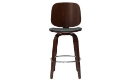 Discount Miliboo Set de 2 taburetes de cocina giratorios de diseño negros y madera oscura 66 cm BECK