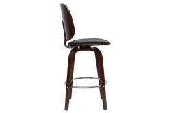 Discount Miliboo Set de 2 taburetes de cocina giratorios de diseño negros y madera oscura 66 cm BECK