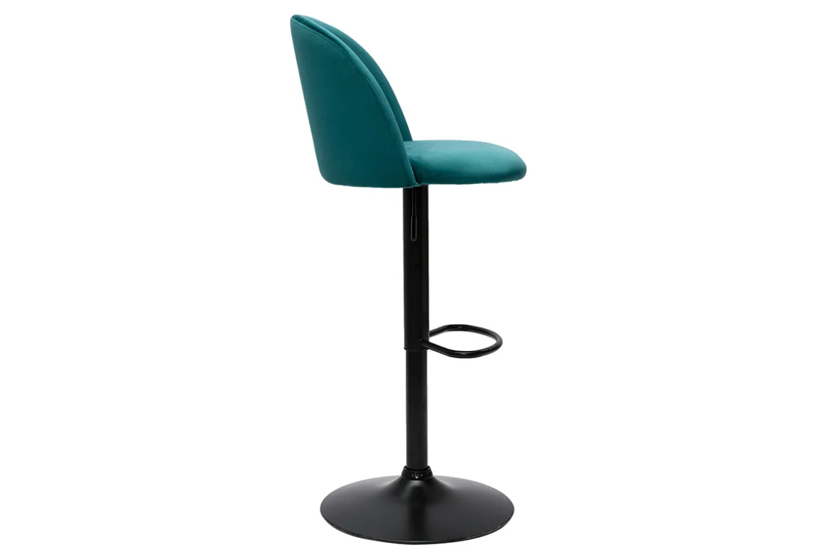 Sale Miliboo Set de 2 taburetes de cocina ajustables de terciopelo azul petróleo y metal negro CELESTE