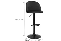 Sale Miliboo Set de 2 taburetes de cocina ajustables de terciopelo azul petróleo y metal negro CELESTE