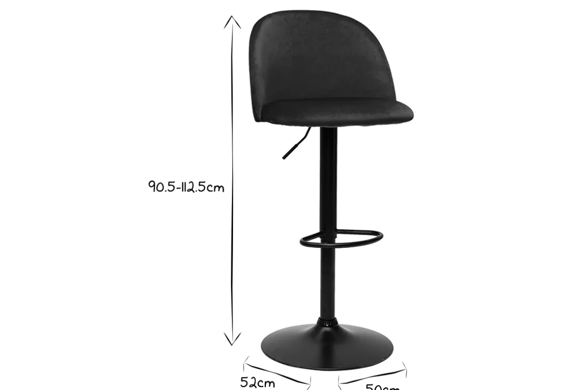 Sale Miliboo Set de 2 taburetes de cocina ajustables de terciopelo azul petróleo y metal negro CELESTE