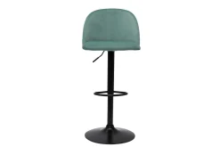 Online Miliboo Set de 2 taburetes de cocina ajustables de terciopelo verde celadón y metal negro CELESTE