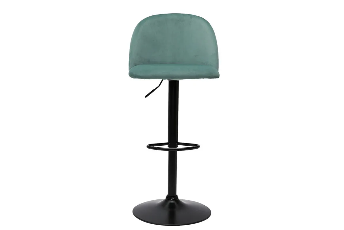 Online Miliboo Set de 2 taburetes de cocina ajustables de terciopelo verde celadón y metal negro CELESTE