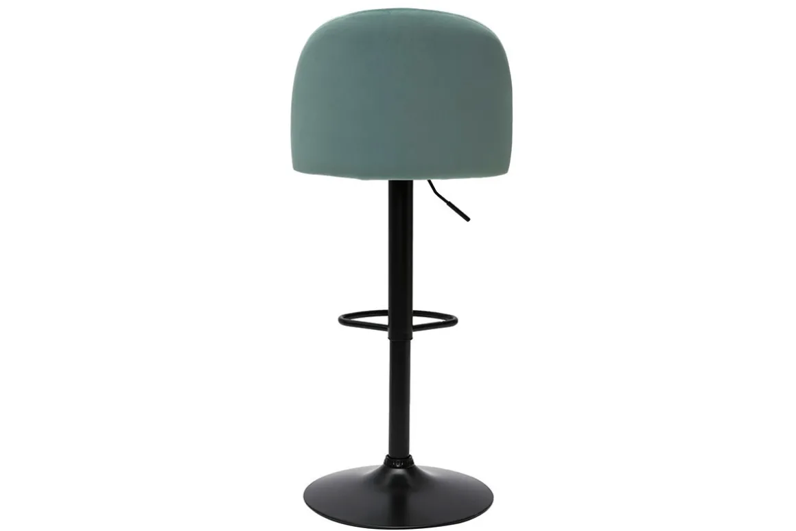 Online Miliboo Set de 2 taburetes de cocina ajustables de terciopelo verde celadón y metal negro CELESTE