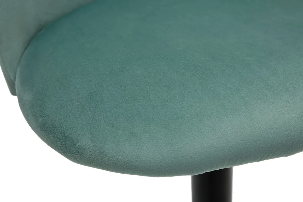Online Miliboo Set de 2 taburetes de cocina ajustables de terciopelo verde celadón y metal negro CELESTE