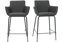 Outlet Miliboo Set de 2 taburetes de cocina de tela gris antracita 65 cm CARLIE