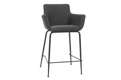 Outlet Miliboo Set de 2 taburetes de cocina de tela gris antracita 65 cm CARLIE