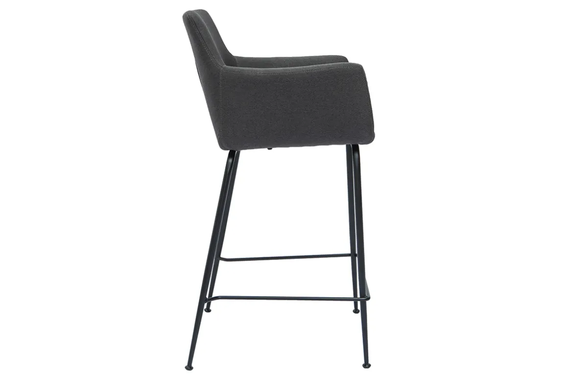Outlet Miliboo Set de 2 taburetes de cocina de tela gris antracita 65 cm CARLIE