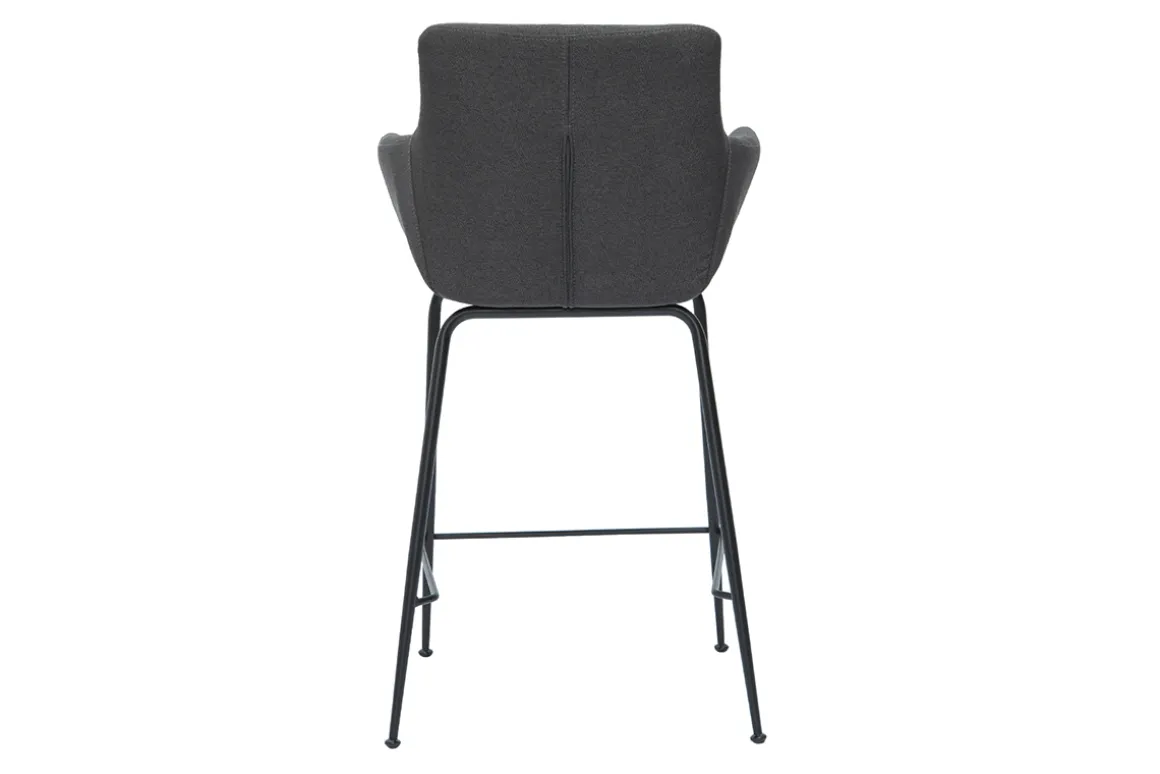 Outlet Miliboo Set de 2 taburetes de cocina de tela gris antracita 65 cm CARLIE