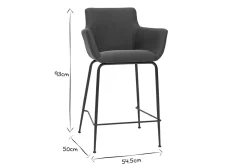 Outlet Miliboo Set de 2 taburetes de cocina de tela gris antracita 65 cm CARLIE