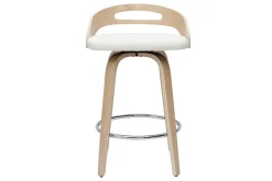 Online Miliboo Set de 2 taburetes de cocina de diseño madera clara y poliuretano blanco 65 cm MANO