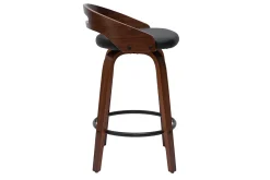 Clearance Miliboo Set de 2 taburetes de cocina de diseño madera oscura y poliuretano negro 65 cm MANO
