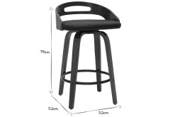 Clearance Miliboo Set de 2 taburetes de cocina de diseño madera oscura y poliuretano negro 65 cm MANO
