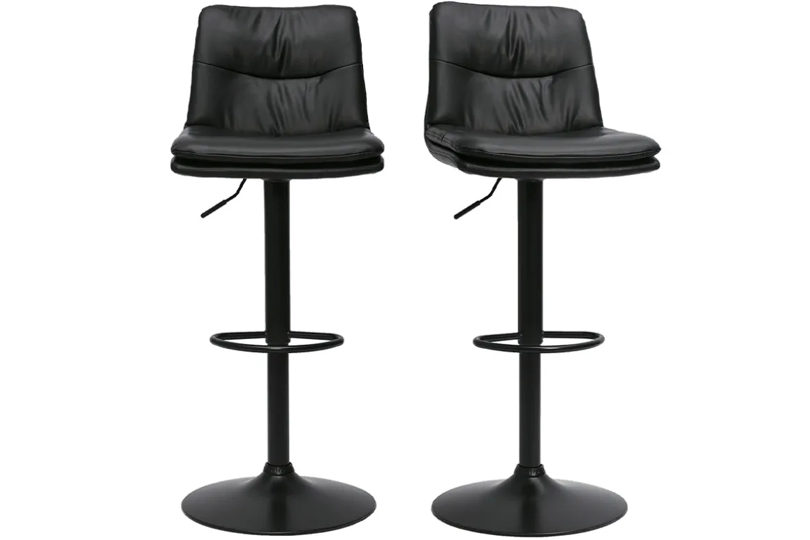 Best Sale Miliboo Set de 2 taburetes de cocina ajustables de poliuretano negro y metal negro ZUCK