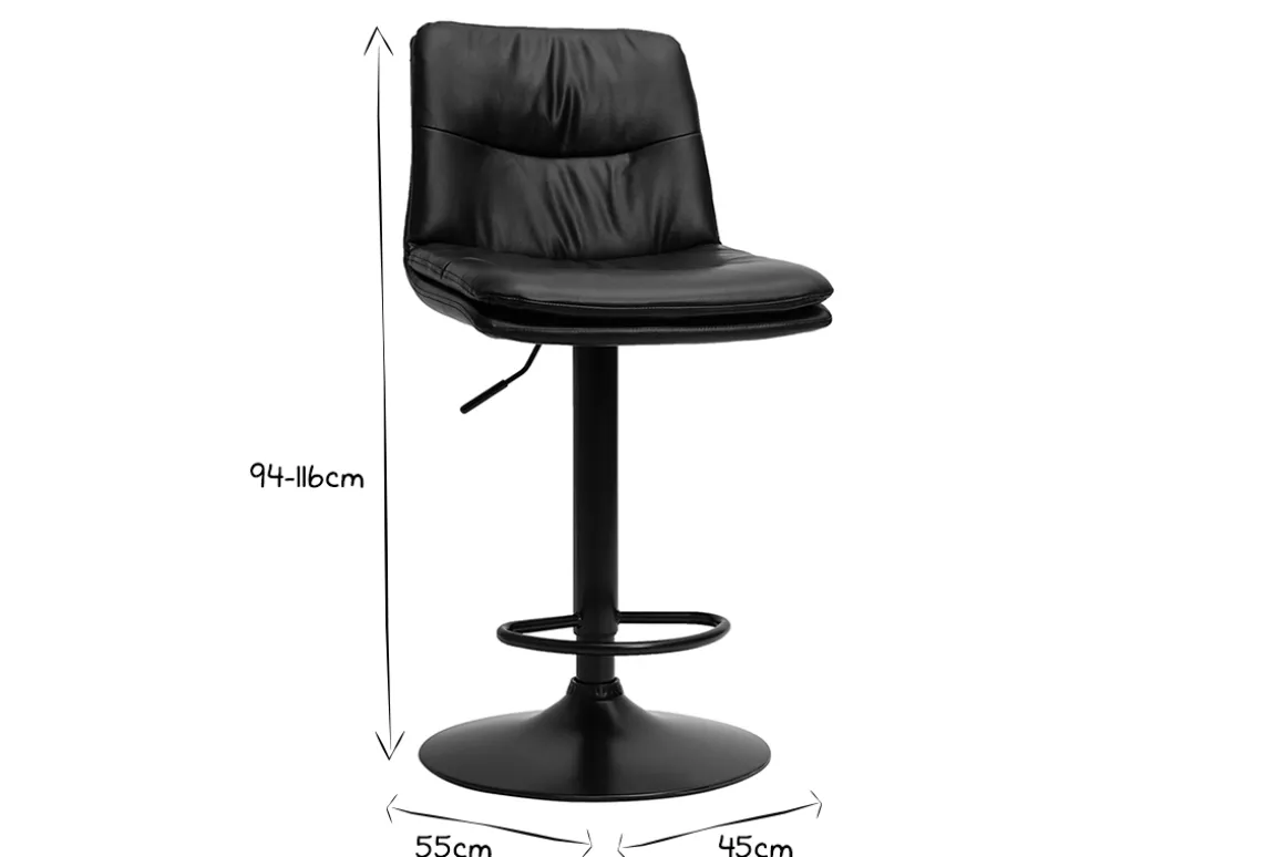 Best Sale Miliboo Set de 2 taburetes de cocina ajustables de poliuretano negro y metal negro ZUCK