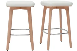 Outlet Miliboo Set de 2 taburetes de cocina blancos y de madera clara 65 cm GRAMMA