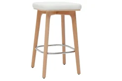 Outlet Miliboo Set de 2 taburetes de cocina blancos y de madera clara 65 cm GRAMMA