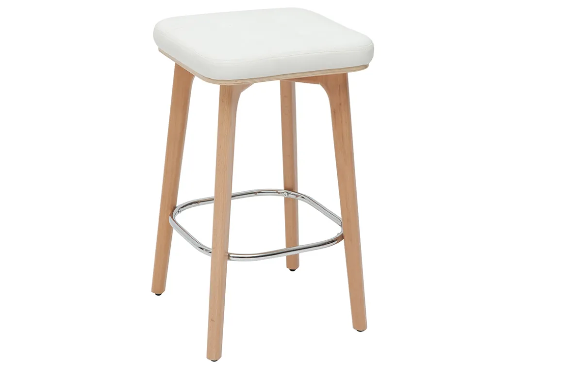 Outlet Miliboo Set de 2 taburetes de cocina blancos y de madera clara 65 cm GRAMMA