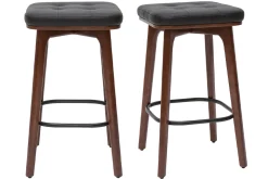 Best Miliboo Set de 2 taburetes de cocina vintage negros de madera oscura 65 cm GRAMMA