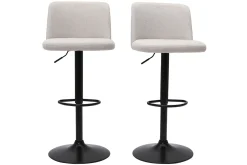 Store Miliboo Set de 2 taburetes de cocina regulables de tejido efecto aterciopelado beige y metal negro MONTI