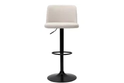 Store Miliboo Set de 2 taburetes de cocina regulables de tejido efecto aterciopelado beige y metal negro MONTI