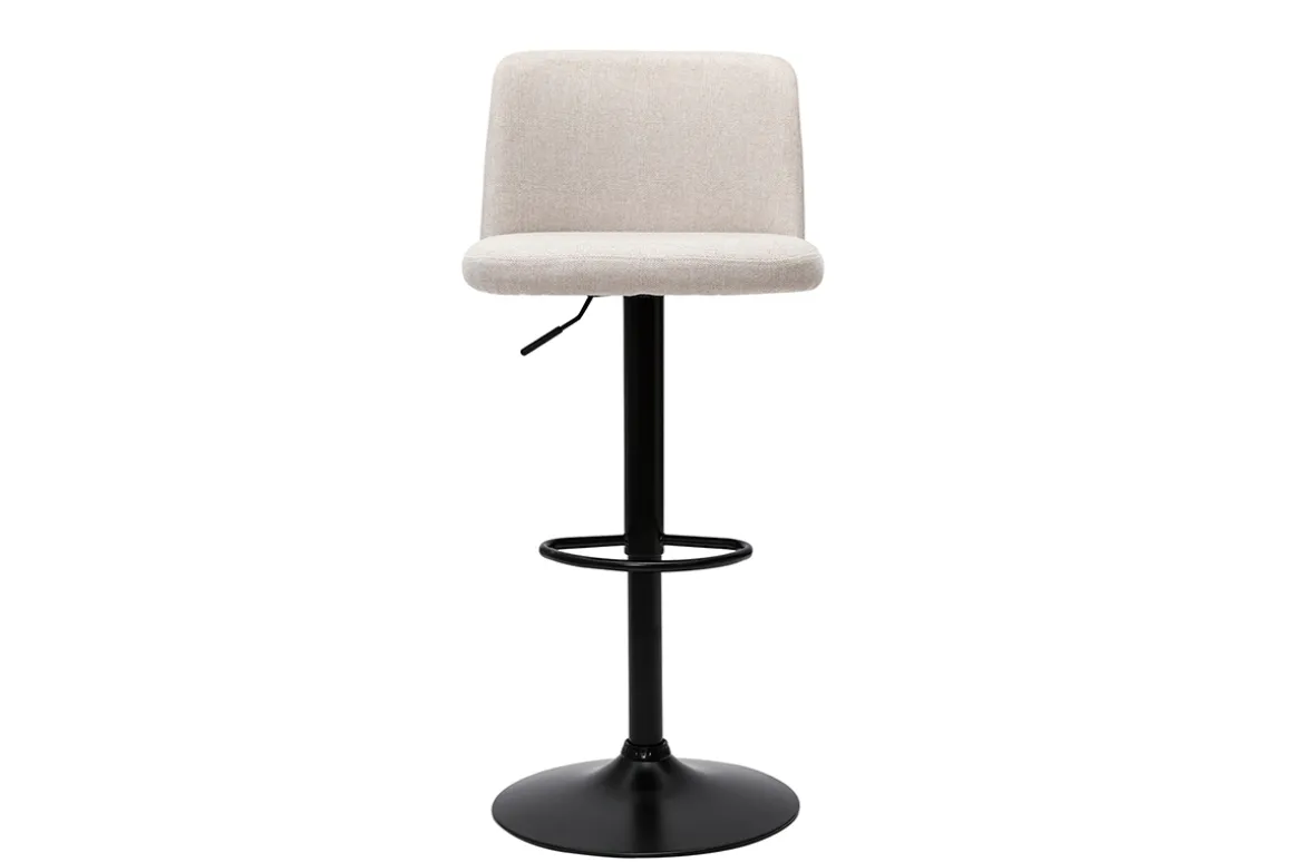 Store Miliboo Set de 2 taburetes de cocina regulables de tejido efecto aterciopelado beige y metal negro MONTI