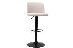 Store Miliboo Set de 2 taburetes de cocina regulables de tejido efecto aterciopelado beige y metal negro MONTI