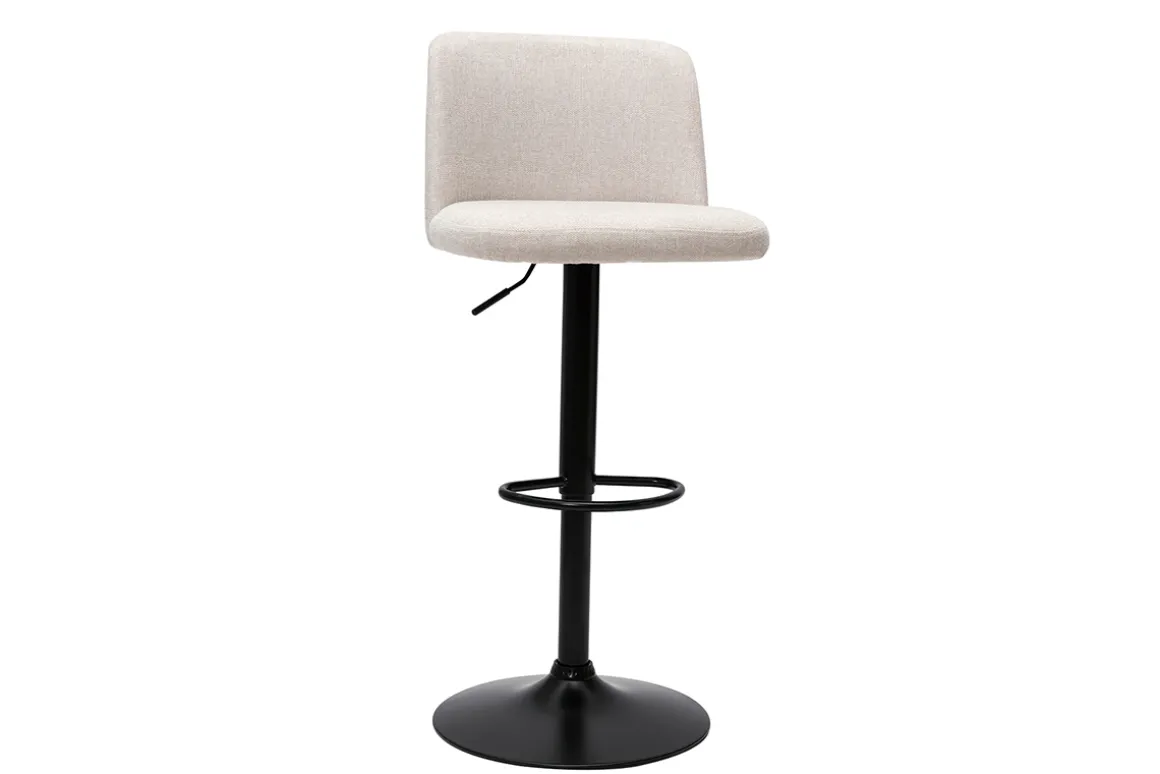 Store Miliboo Set de 2 taburetes de cocina regulables de tejido efecto aterciopelado beige y metal negro MONTI
