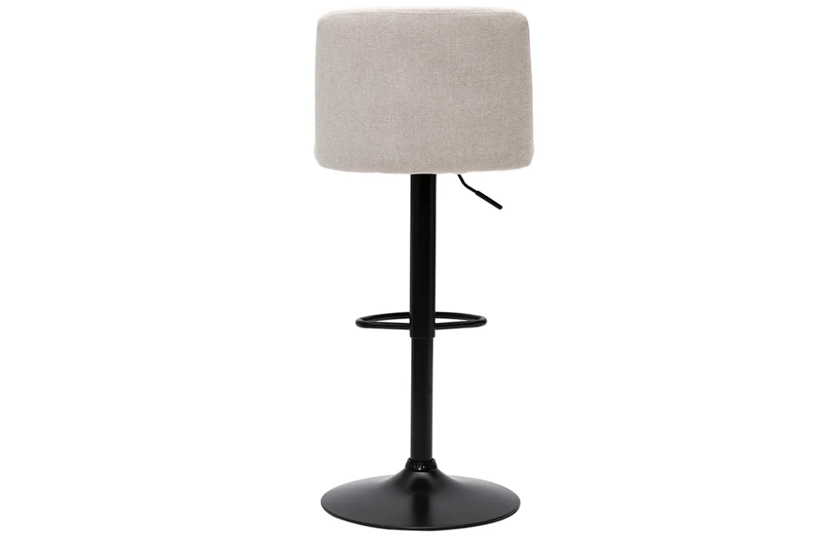 Store Miliboo Set de 2 taburetes de cocina regulables de tejido efecto aterciopelado beige y metal negro MONTI