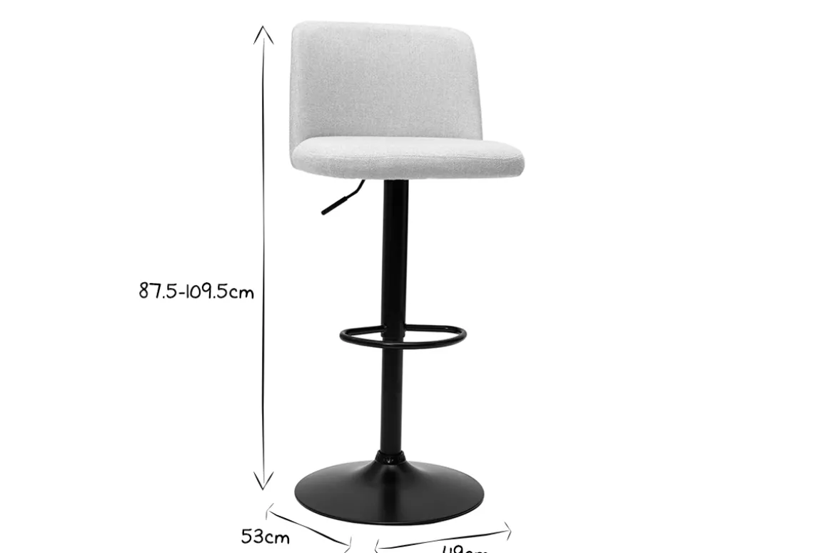 Store Miliboo Set de 2 taburetes de cocina regulables de tejido efecto aterciopelado beige y metal negro MONTI