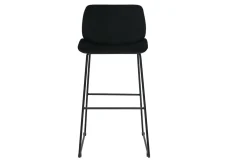 Fashion Miliboo Set de 2 taburetes de cocina fijos de terciopelo negro con patas de metal negro 65 cm KAOLY