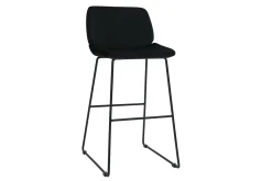 Fashion Miliboo Set de 2 taburetes de cocina fijos de terciopelo negro con patas de metal negro 65 cm KAOLY
