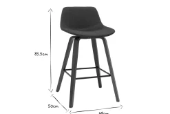 Online Miliboo Set de 2 taburetes de cocina de diseño gris oscuro y nogal 65 cm NONIE