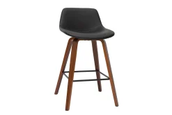 Flash Sale Miliboo Set de 2 taburetes de cocina de diseño negro y nogal 65 cm NONIE