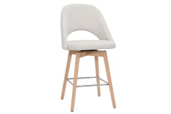 Best Miliboo Set de 2 taburetes de cocina nórdicos de tela efecto aterciopelado texturizado beige y madera de caucho maciza 65 cm COSETTE