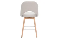 Best Miliboo Set de 2 taburetes de cocina nórdicos de tela efecto aterciopelado texturizado beige y madera de caucho maciza 65 cm COSETTE