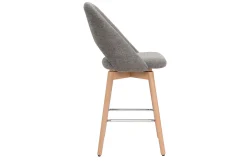 Best Sale Miliboo Set de 2 taburetes de cocina nórdicos de tela efecto aterciopelado texturizado gris y madera de caucho maciza 65 cm COSETTE
