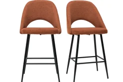 Discount Miliboo Set de 2 taburetes de cocina efecto aterciopelado texturizado terracota 65 cm COSETTE