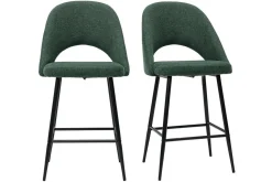 Fashion Miliboo Set de 2 taburetes de cocina efecto aterciopelado texturizado verde 65 cm COSETTE